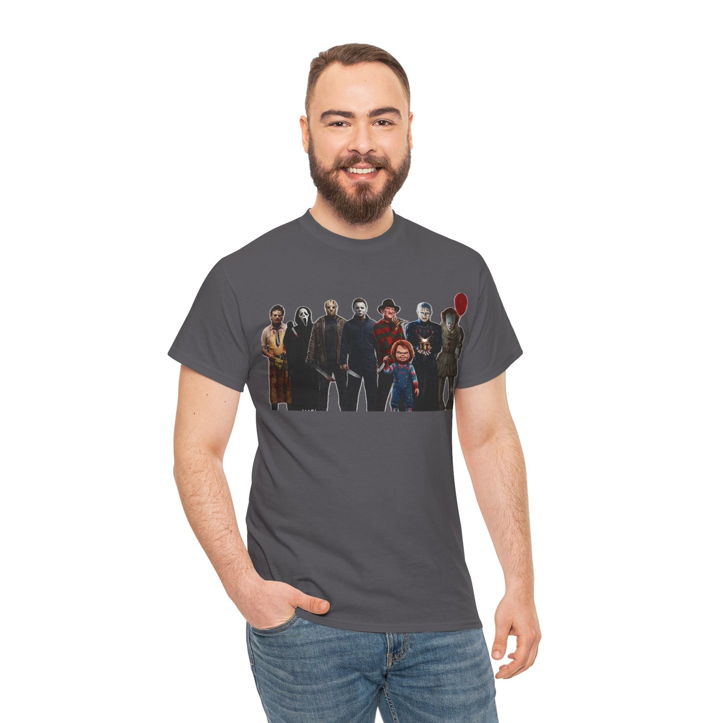 Horror Icons Collage T‑Shirt — Retro Movie Villains Graphic Tee