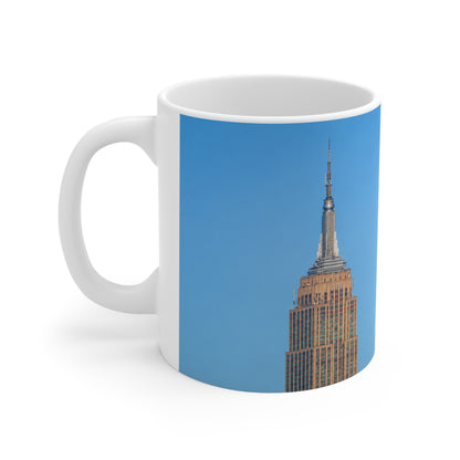 US Military fly passed the Empire State Building in NYC Ceramic Coffee Cups, 11oz, 15oz