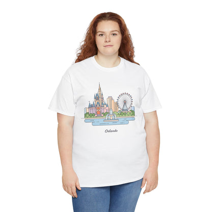 Orlando Skyline T-Shirt — Cute Cityscape Graphic Tee with 'Orlando' Text