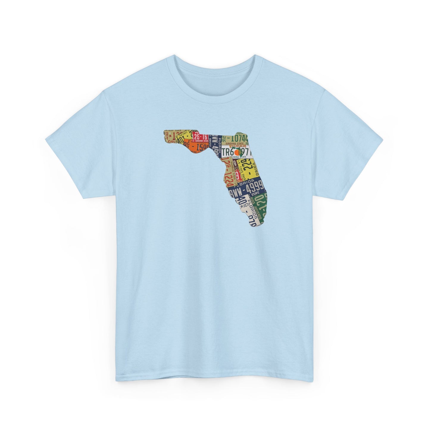 Florida License Plate Map T-Shirt — Vintage State Silhouette Tee
