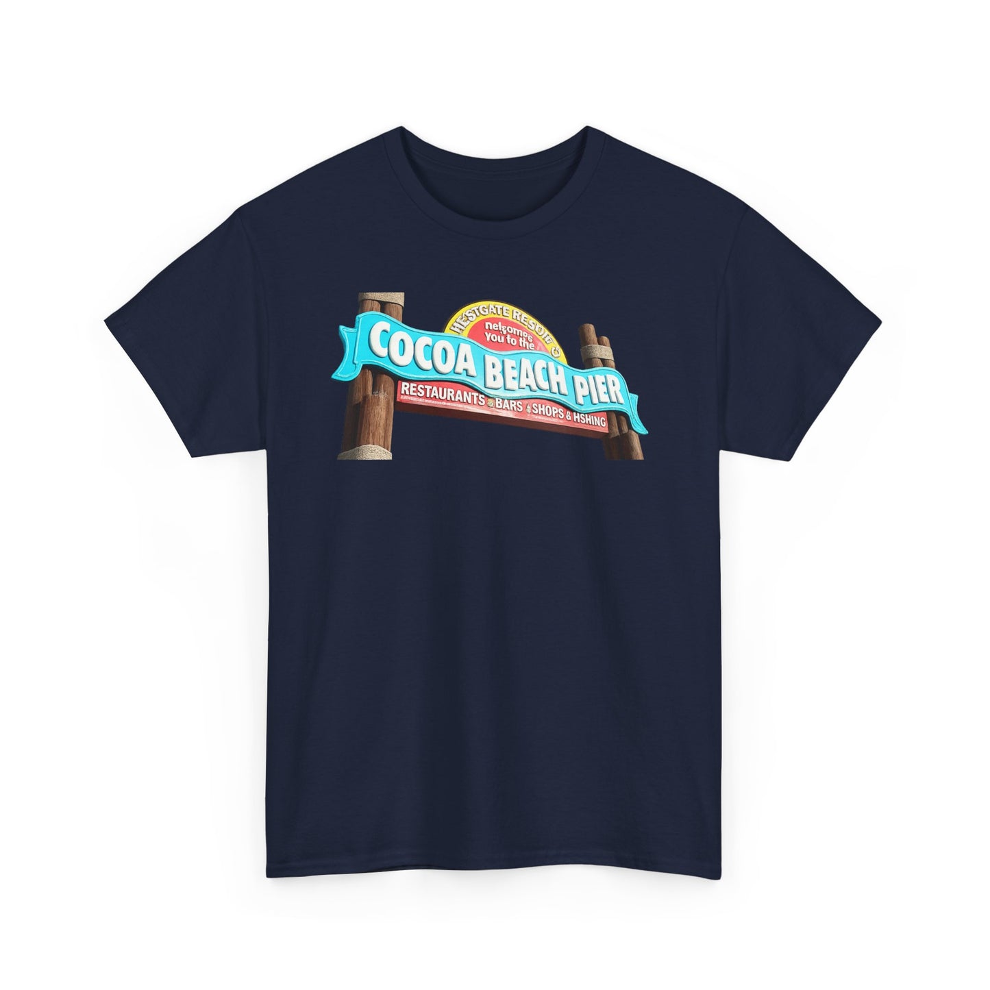 Cocoa Beach Pier T‑Shirt — Retro Beach Sign Vacation Tee