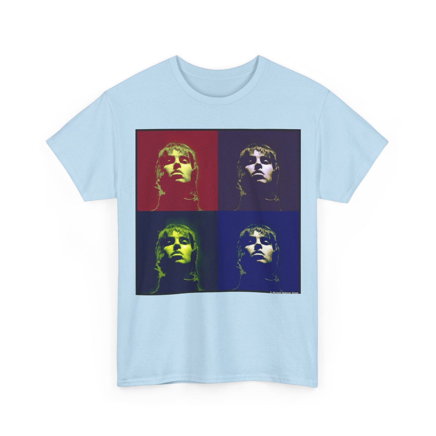 Liam Gallagher Oasis Pop Art Portrait T-Shirt - Retro Color Block Music Icon Tee