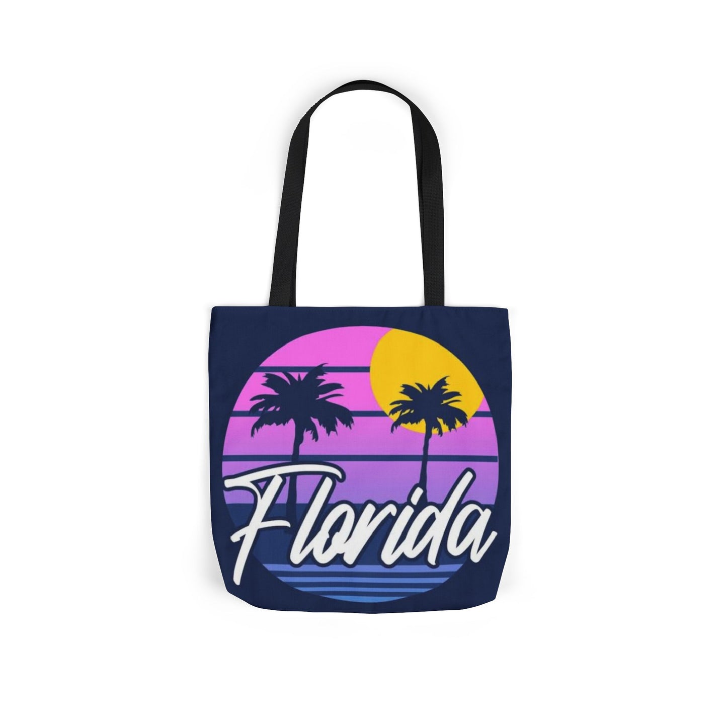 Florida Sunset Palm Tote Bag — Retro Beach Canvas Tote
