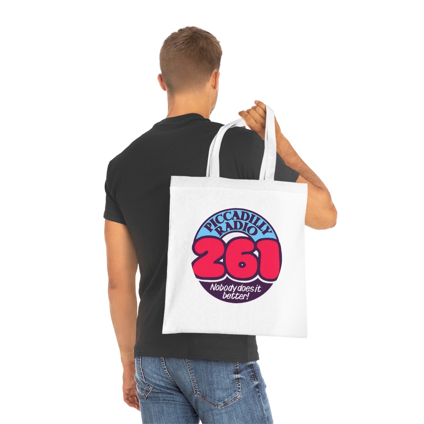 Piccadilly Radio 261 Retro Logo Tote Bag – 'Nobody Does It Better' Cotton Shopper