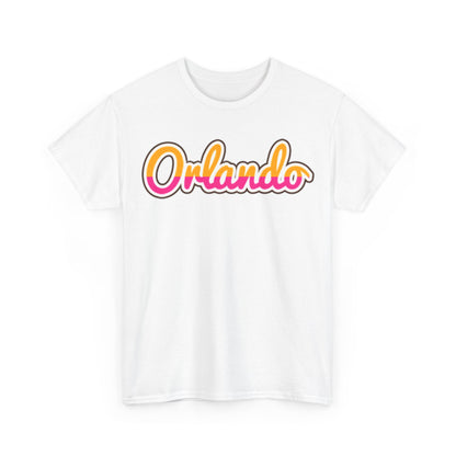 Orlando Retro Script Tee — Vintage Sunset City Souvenir Shirt