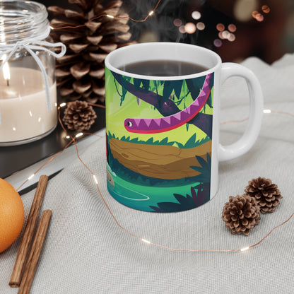 Giraffe Rainbow Waterfall Ceramic Coffee Mug — Cute Jungle Animal 11oz/15oz