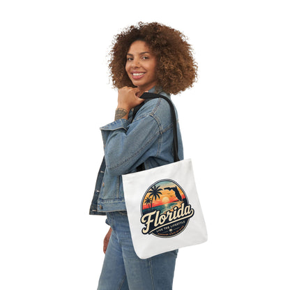 Florida Sunset Canvas Tote Bag — Retro Palm Beach Design
