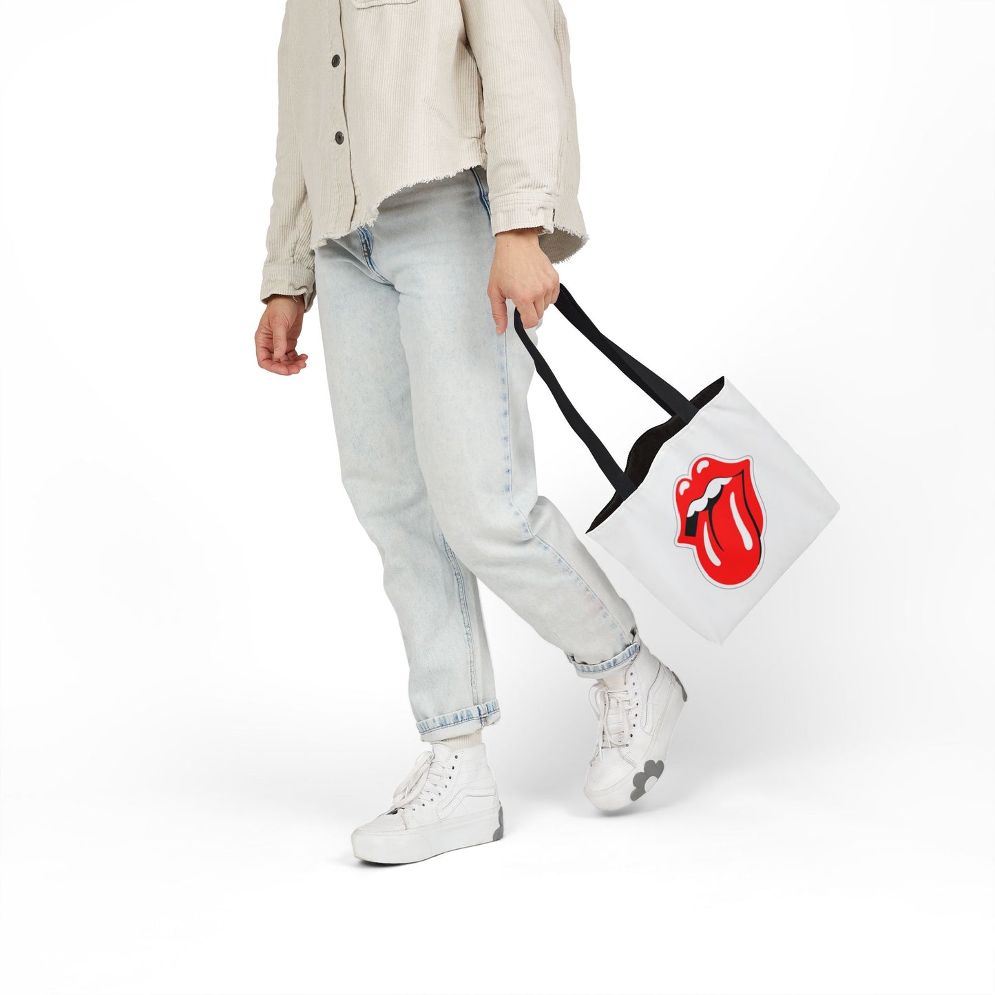 Rock & Roll Tongue Canvas Tote Bag — Retro Lip Graphic