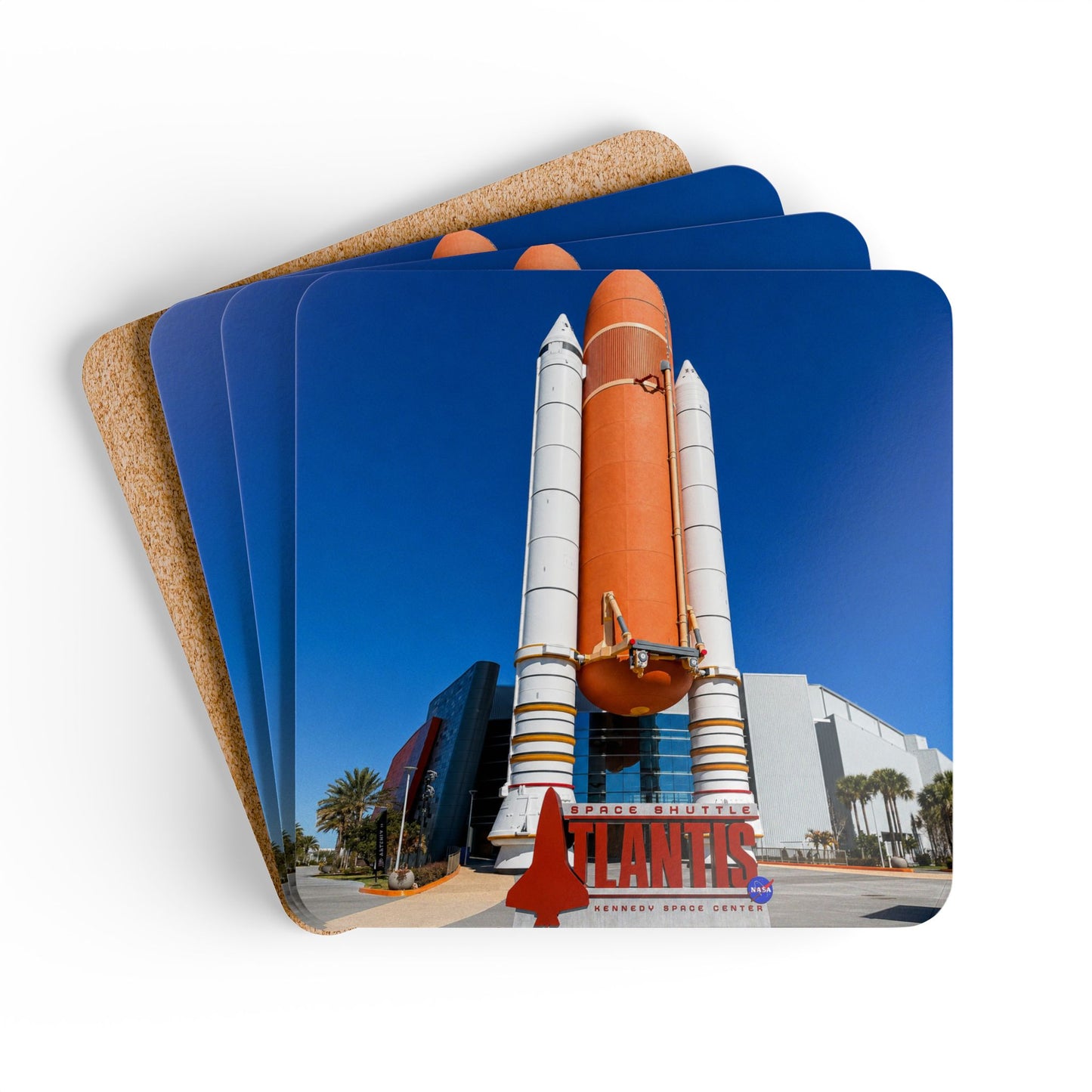 Space Shuttle Atlantis Cork Coaster Set — Kennedy Space Center Souvenir