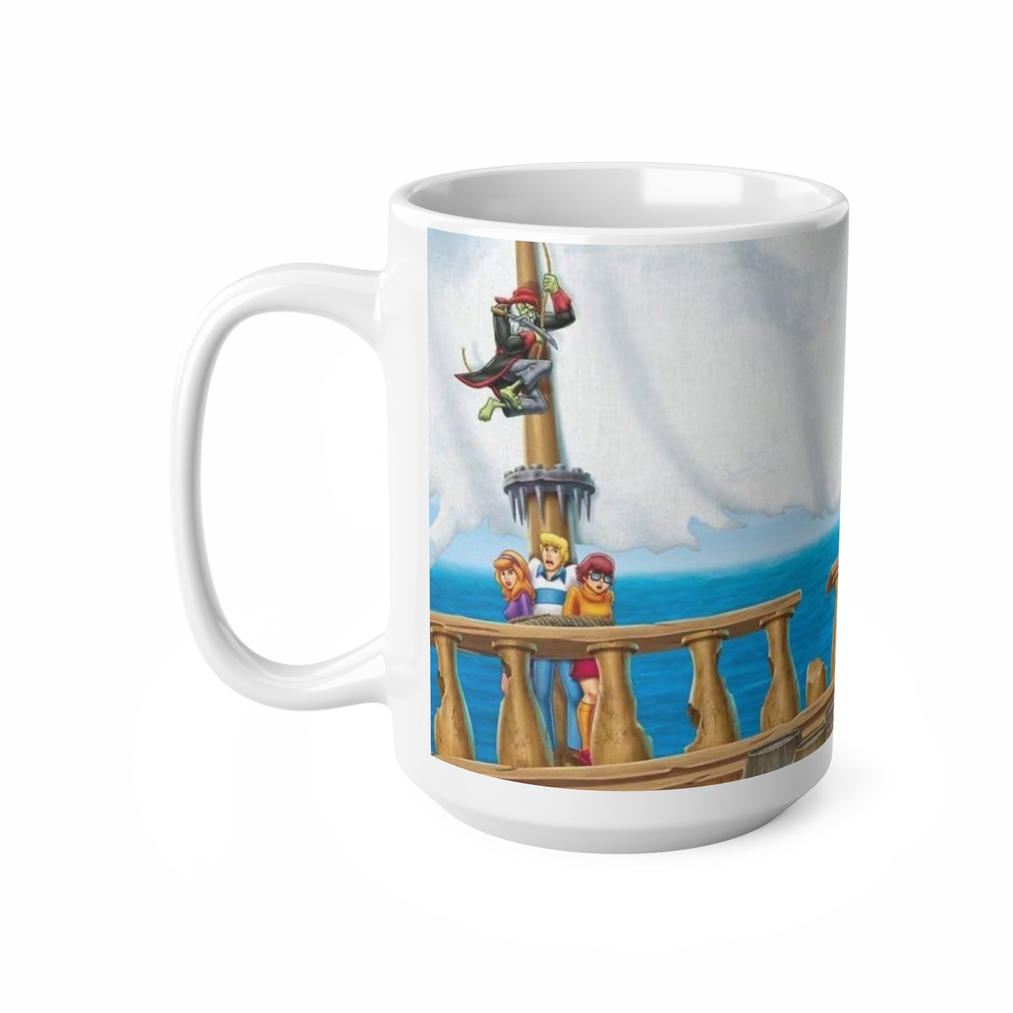 Scooby Doo Adventure Cartoon Pirate Ship Ceramic Coffee Mug — Nautical Sailing Crew Design (11oz, 15oz)