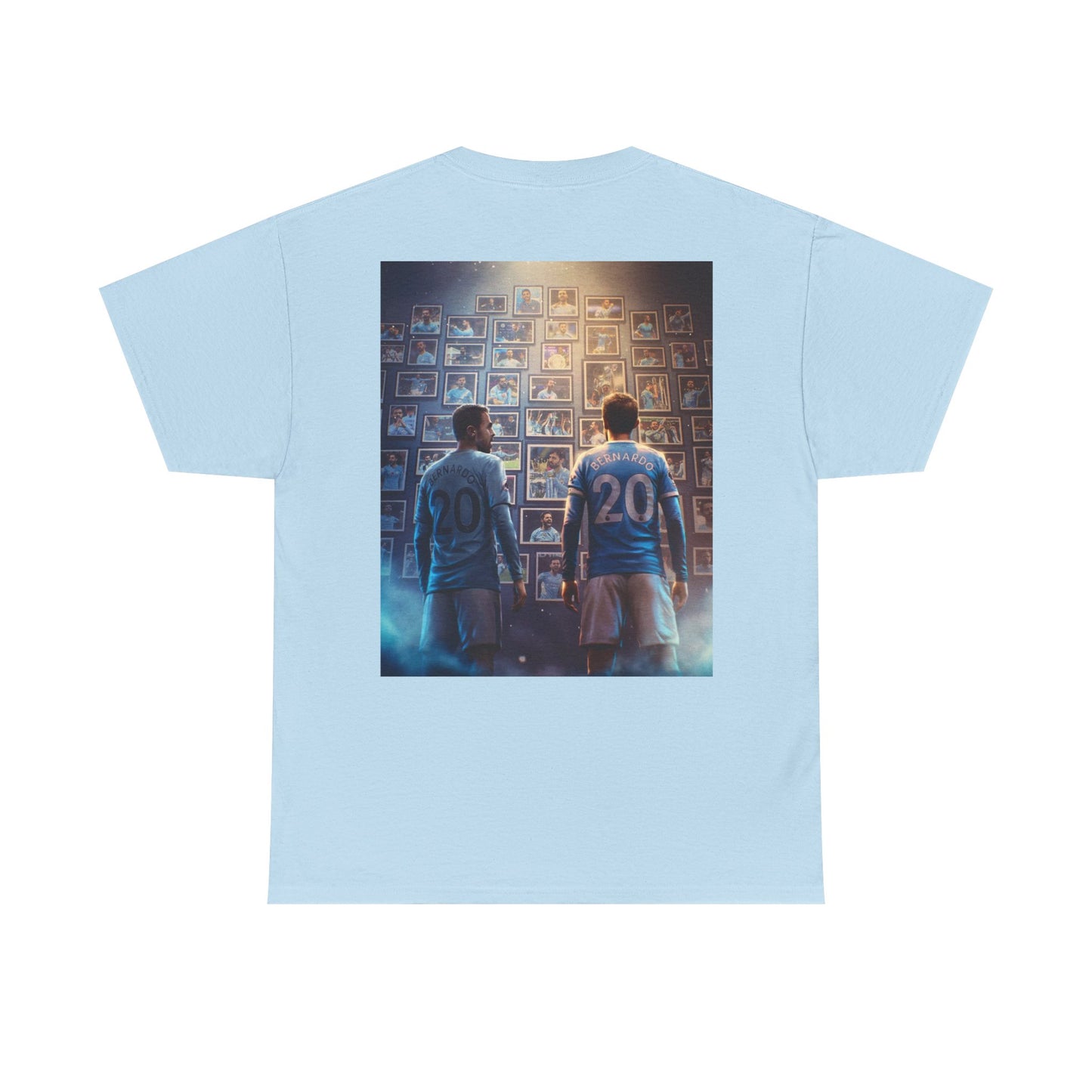 Bernardo Silva Manchester City Legend Graphic Tee — Player Cartoon Front & Tribute Poster Back