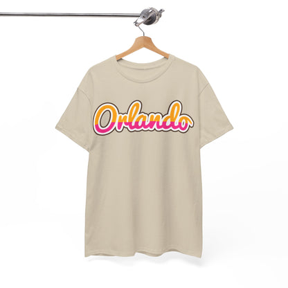 Orlando Retro Script Tee — Vintage Sunset City Souvenir Shirt