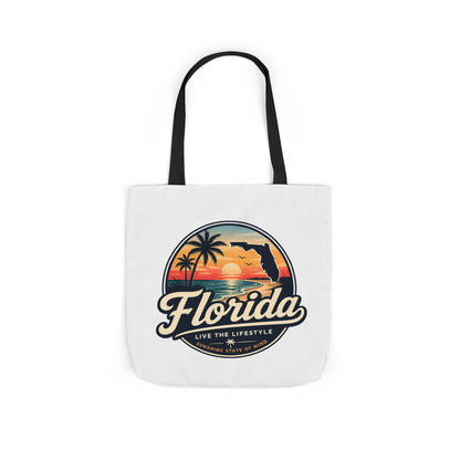 Florida Sunset Canvas Tote Bag — Retro Palm Beach Design