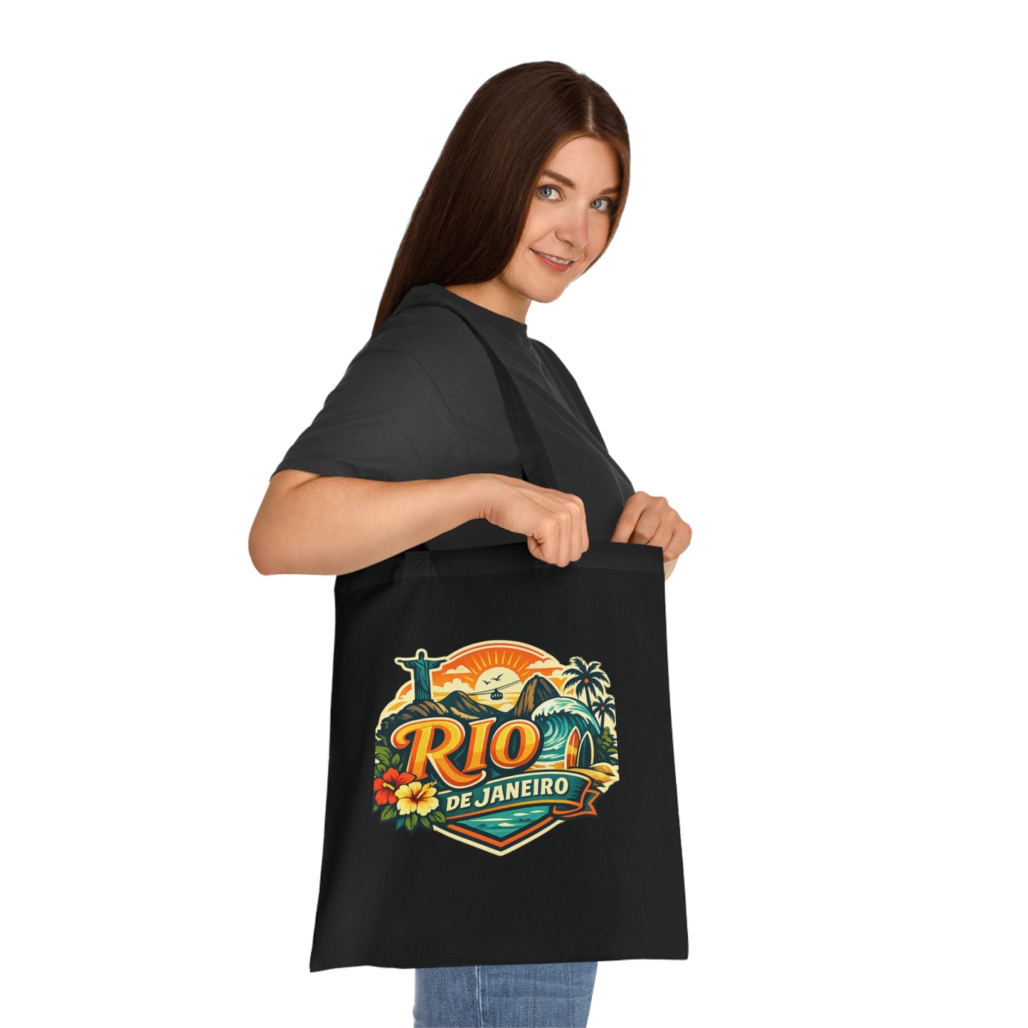 Rio de Janeiro / West Palm Beach Beach Tote — Retro Tropical Cotton Tote Bag