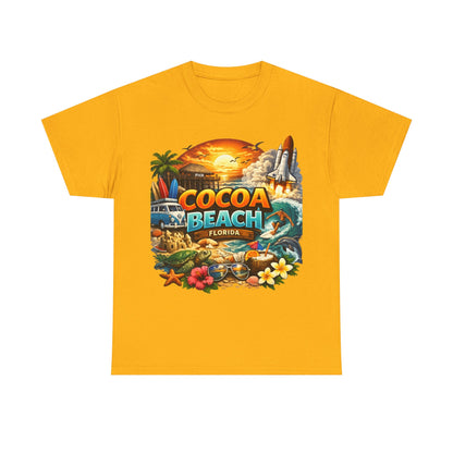Cocoa Beach Florida Sunset Surf T-Shirt — Retro Beach Vacation Graphic Tee