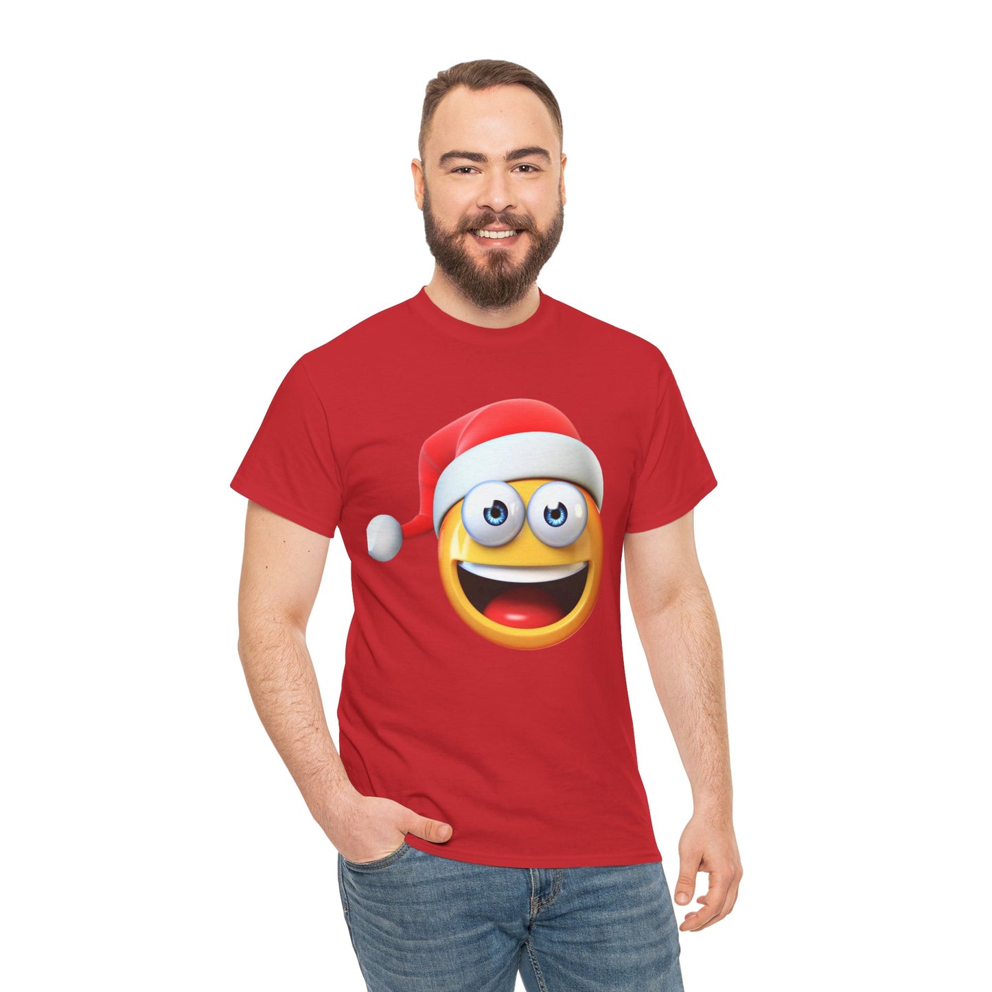 Christmas Emoji T-Shirt — Santa Hat Smiley Holiday Tee
