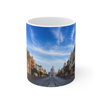 WDW Theme Park Main Street USA Ceramic Mug — Scenic Castle Morning Coffee Cup (11oz, 15oz)