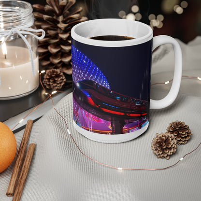 Epcot Walt Disney World Nighttime Neon Dome Coffee Mug — Colorful LED Lights Ceramic Cup (11oz/15oz)