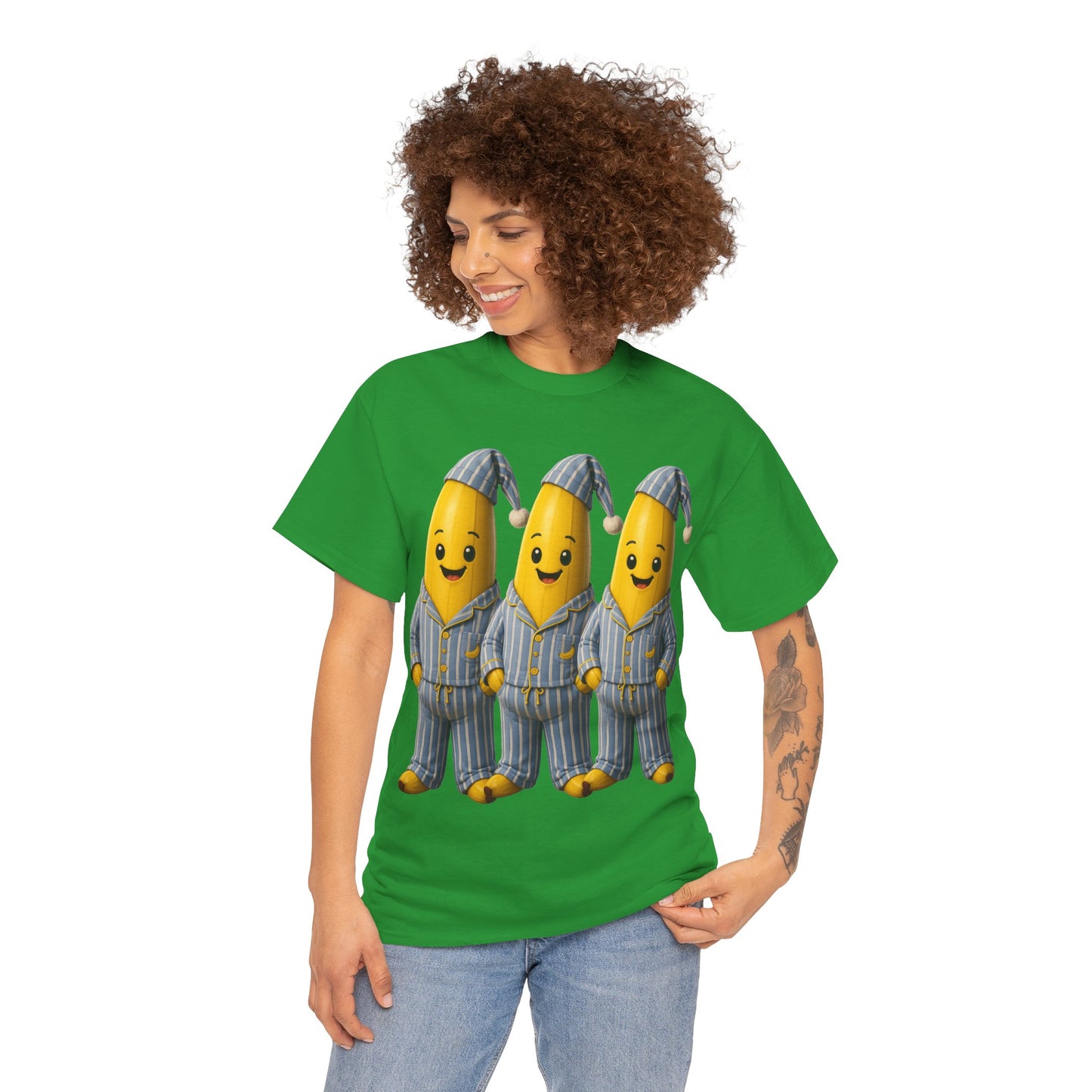 Bananas in Pyjamas – Three Smiling Bananas in Striped Pajamas Graphic T-Shirt