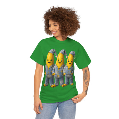 Bananas in Pyjamas – Three Smiling Bananas in Striped Pajamas Graphic T-Shirt