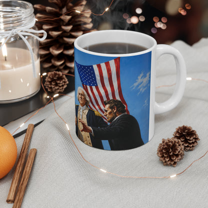 Patriotic Presidential Scene Mug — Ceramic Coffee Cup (11oz, 15oz)