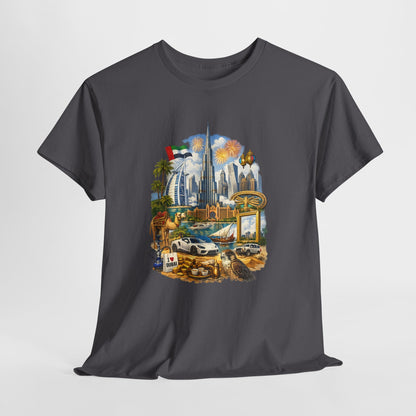 Dubai Skyline Beach Vacation T-Shirt – Retro Travel Collage Tee