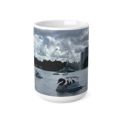Lake Eola Orlando Swan Paddle Boat Lake Ceramic Coffee Mug — 11oz & 15oz Scenic Photo Mug