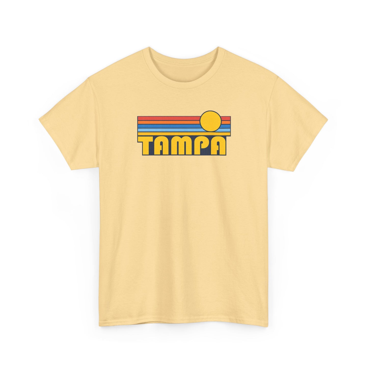 Tampa Retro Sunset T-Shirt — Vintage 70s Striped Beach Tee