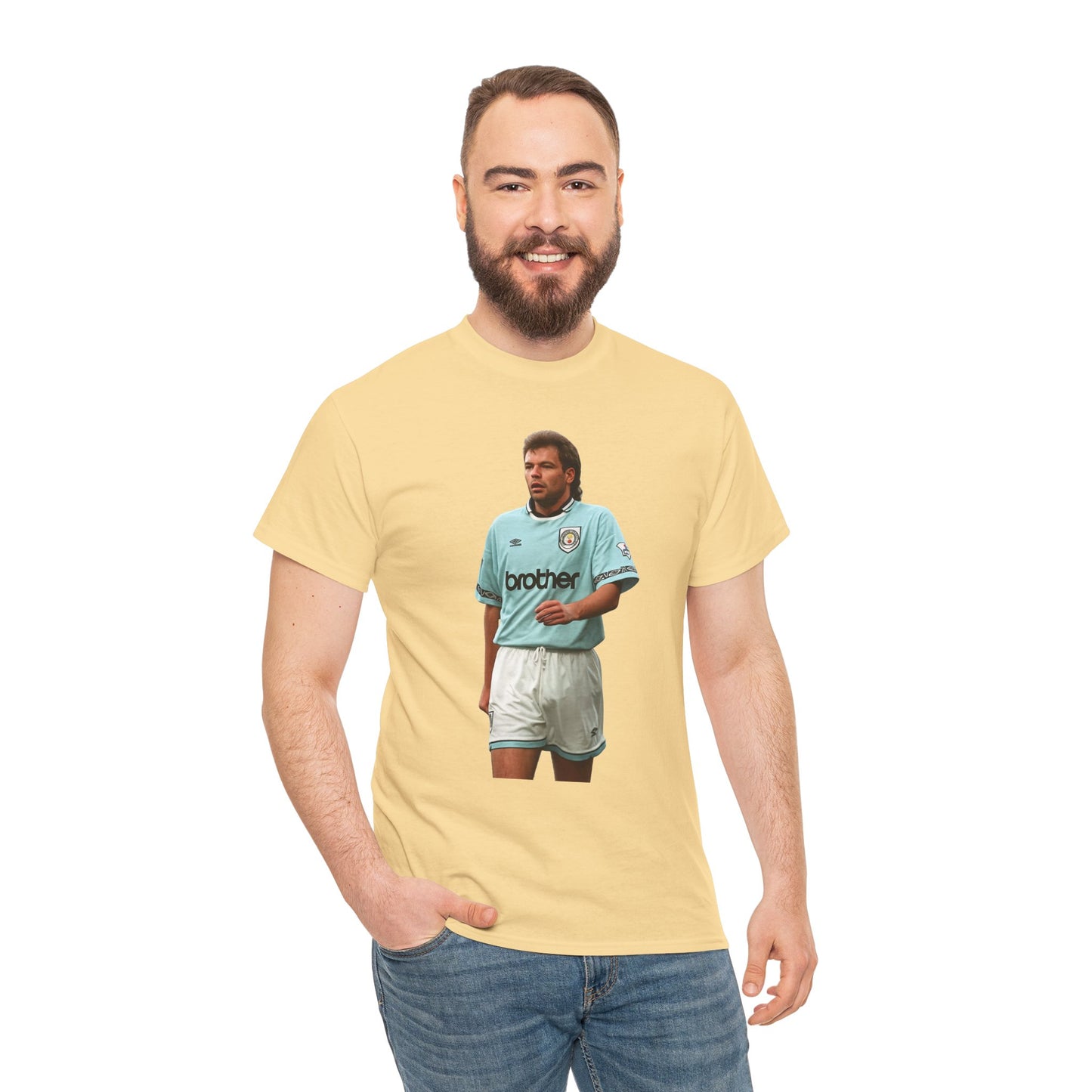 Uwe Rosler Manchester City Legend Graphic Tee - Retro Football Kit Print