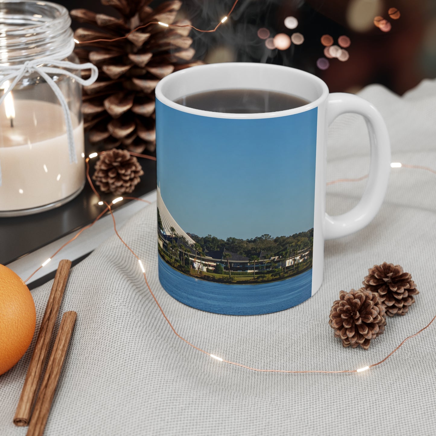 Space Mountain Skyline Mug — Scenic Theme Park Ceramic Coffee Cup (11oz & 15oz)