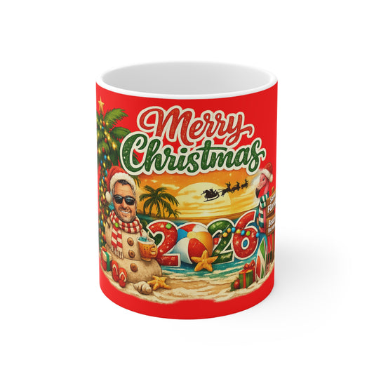 Christmas Beach Mug — "Merry Christmas 2026" Holiday Coffee Cup