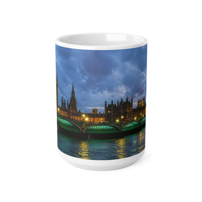 London Night Skyline Mug — Houses of Parliament & Westminster Bridge Ceramic Coffee Cup