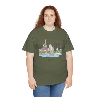 Orlando Skyline T-Shirt — Cute Cityscape Graphic Tee with 'Orlando' Text