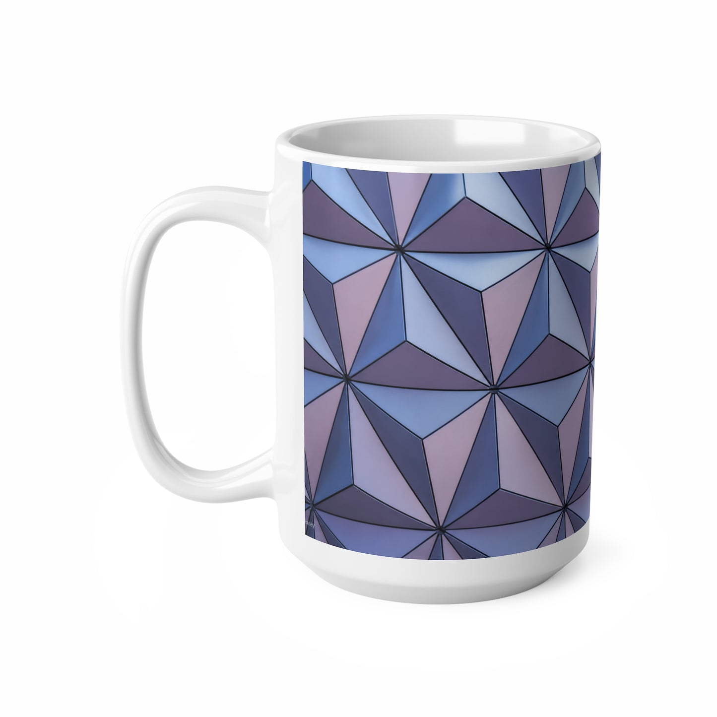 Epcot Geometric Prism Ceramic Mug — Purple Blue Patterned Coffee Cup (11oz & 15oz)