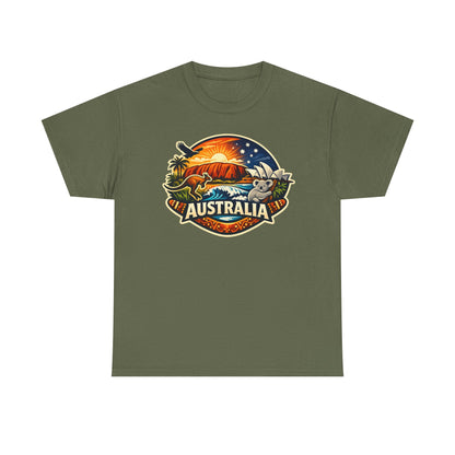 Australia Sunset Vintage Tee — Kangaroo & Surf Badge