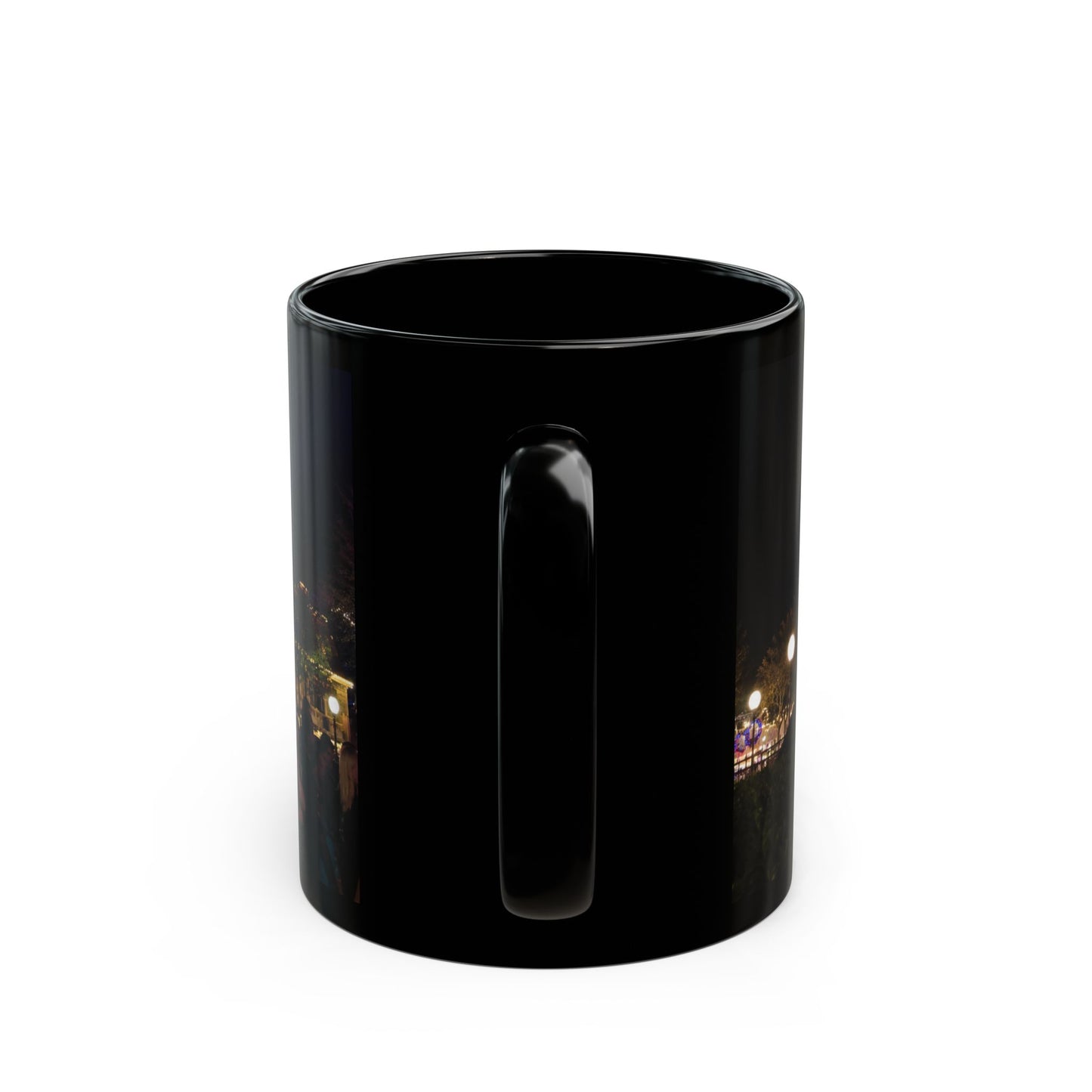 Magic Kingdom Nighttime Theme Park Lights Mug — Scenic Black Coffee Cup