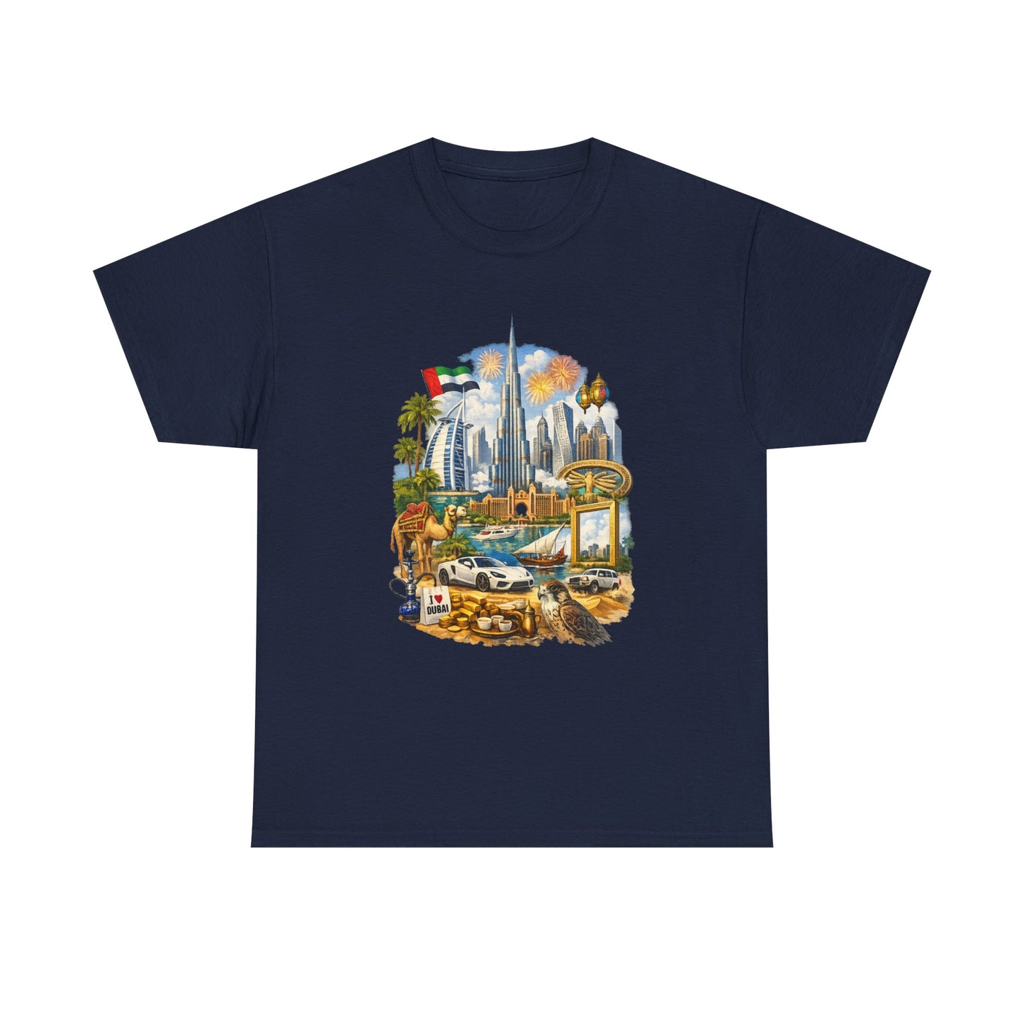 Dubai Skyline Beach Vacation T-Shirt – Retro Travel Collage Tee