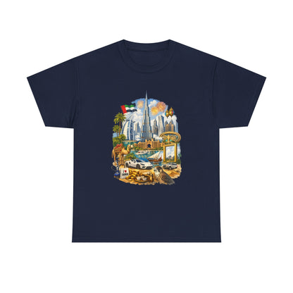 Dubai Skyline Beach Vacation T-Shirt – Retro Travel Collage Tee