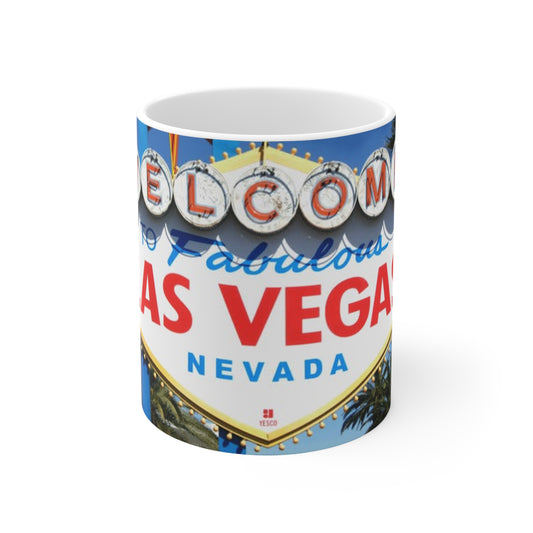 Las Vegas Sign Ceramic Coffee Mug — 11oz & 15oz Travel Souvenir