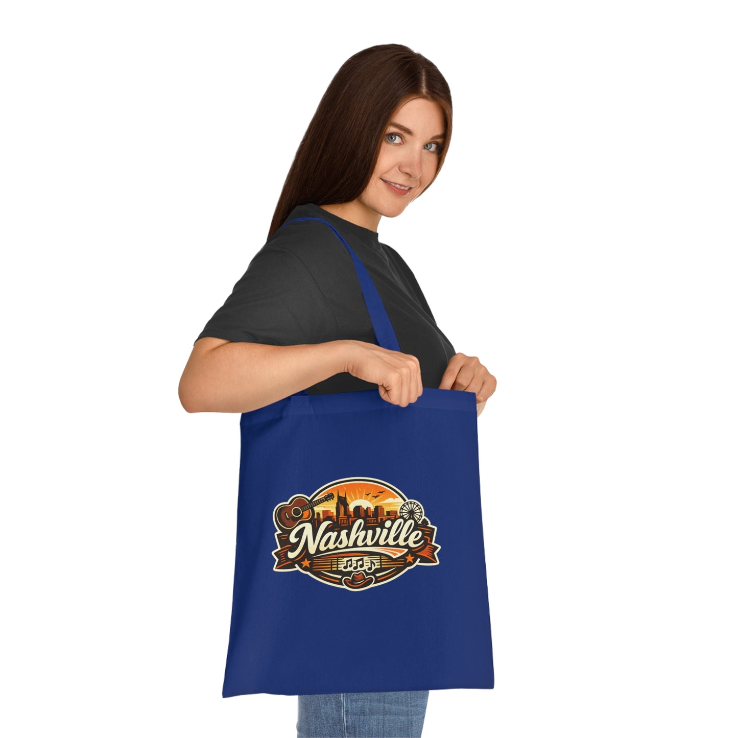 Nashville Retro Badge Tote Bag — Music City Souvenir Cotton Tote