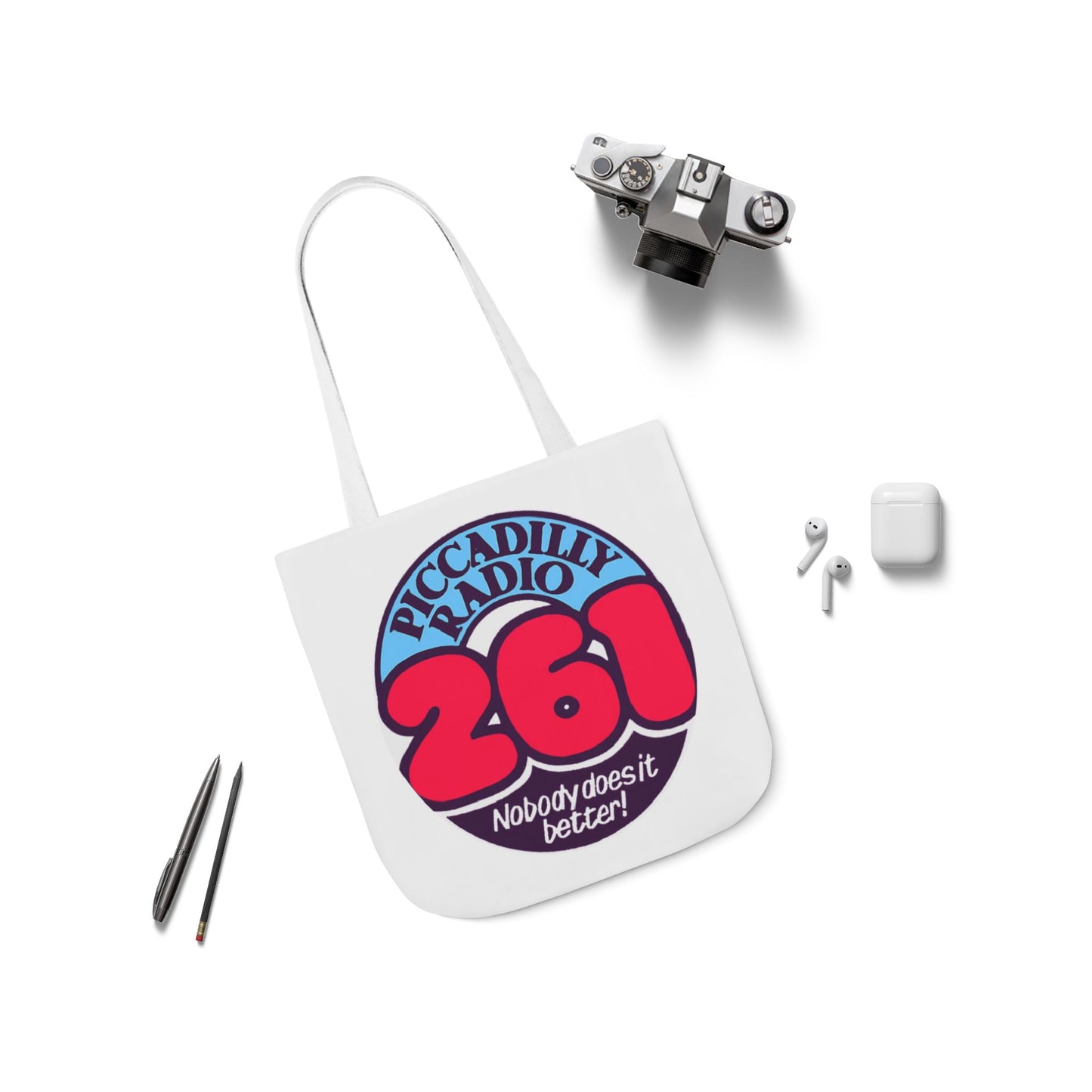 Tote Bag — Retro 'Piccadilly Radio 261' Vintage Logo Canvas Tote
