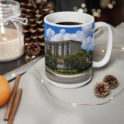Rosen Inn Closest to Universal Orlando Ceramic Mug — Tropical Hotel & Palm Trees Coffee Cup (11oz, 15oz)