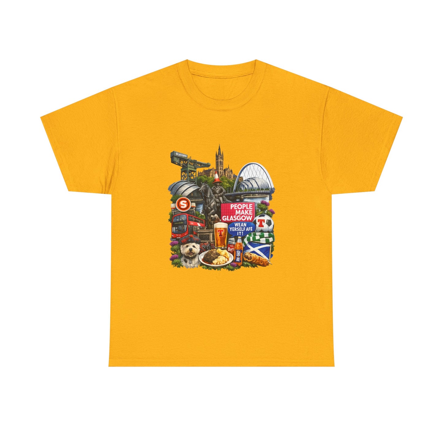 Glasgow Collage T-Shirt — "People Make Glasgow" Scottish City Souvenir Tee