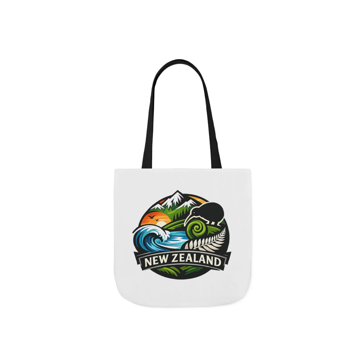 New Zealand Scenic Tote Bag — Kiwi, Mountains & Waves Canvas Tote