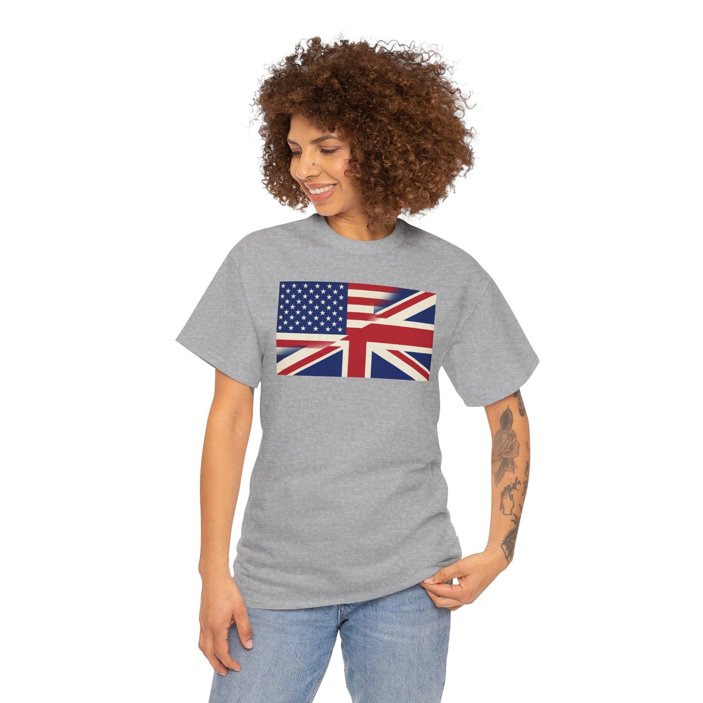 USA-UK Flag Graphic Tee — American British Union Jack Mashup T-Shirt