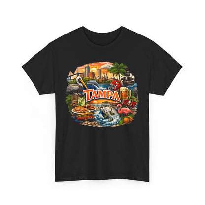 Tampa Florida Retro Scenic Tee — Vintage Beach, Skyline & Wildlife Graphic