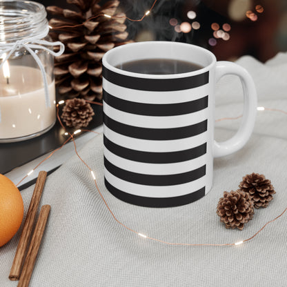 Black & White American Flag Coffee Mug — Ceramic 11oz/15oz