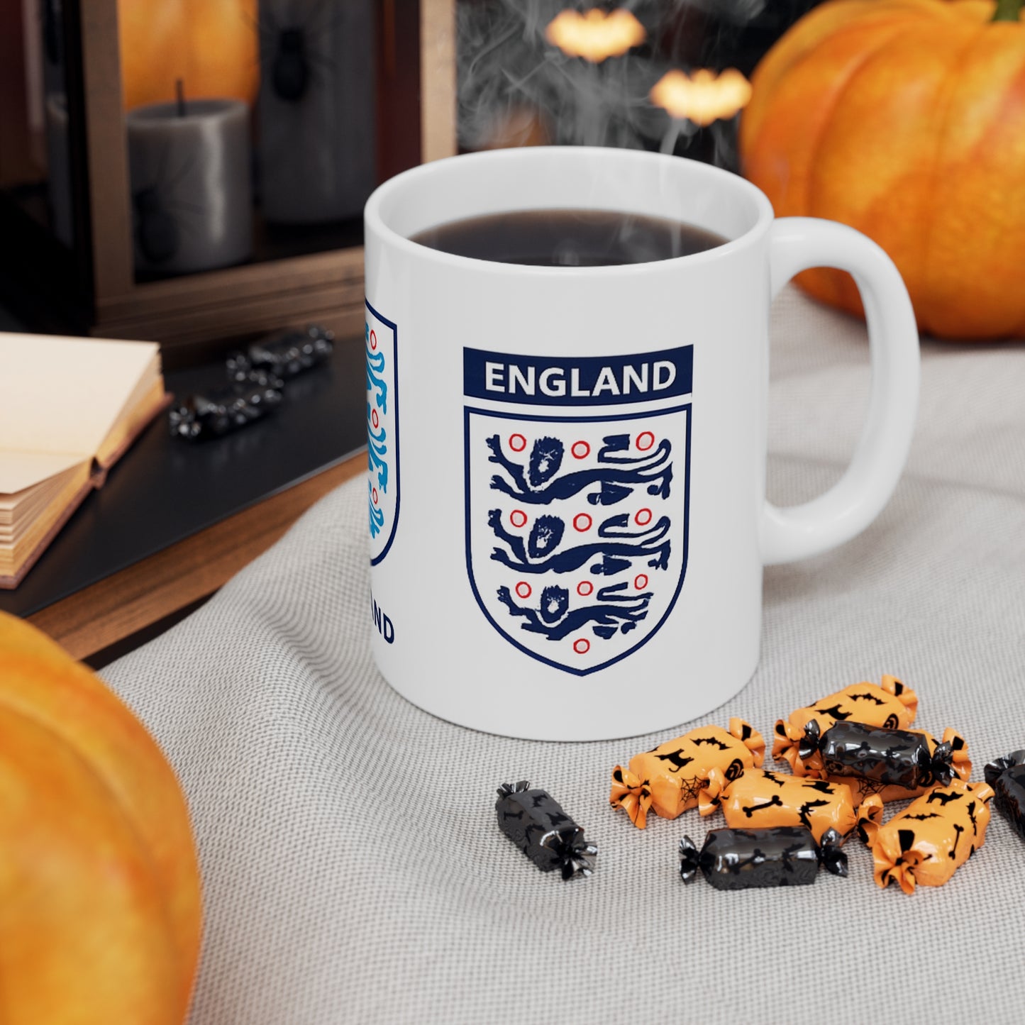 England Three Lions Ceramic Coffee Mug — 11oz & 15oz Football Fan Gift