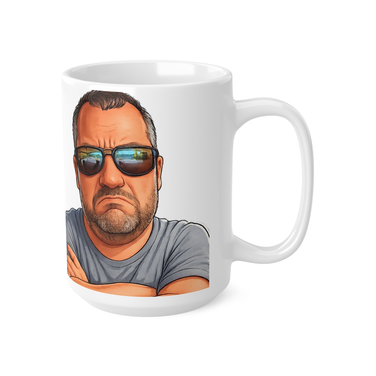 Ceramic Mug – Grumpy Guy Illustration Coffee Cup (11oz & 15oz)