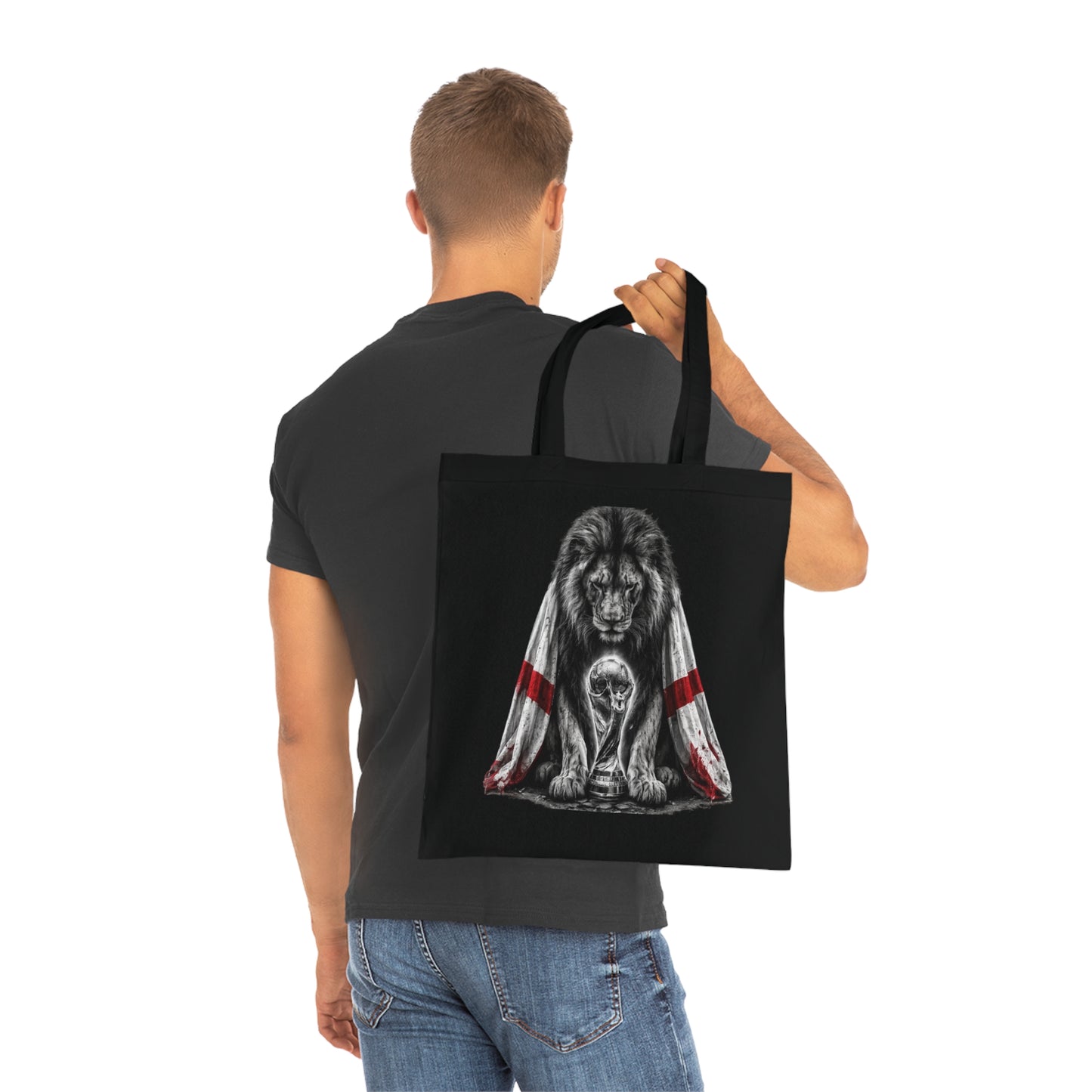 England Lion Tote Bag – Protective Lion Illustration Cotton Tote